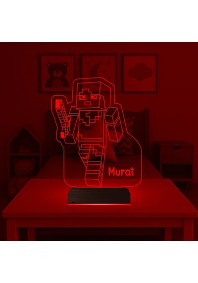 Luvivia Çocuk Odası Hediye Robot Çizgi Film Tasarım Kişiye Özel 3d Lamba - Masa Gece Lambası Şeffaf