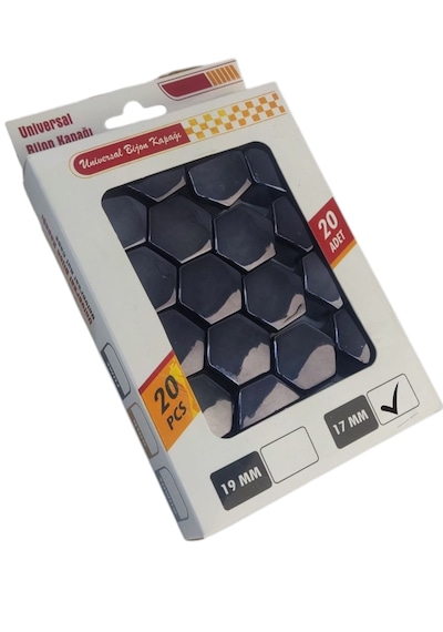 17mm Düz Parlak Füme Bijon Kapağı 20li Set+sökme Aparatı