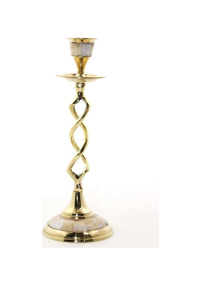 Tekli Pirinç Sedefli Şamdan 5078 Şamdan Mumluk 21 Cm Çok Renkli