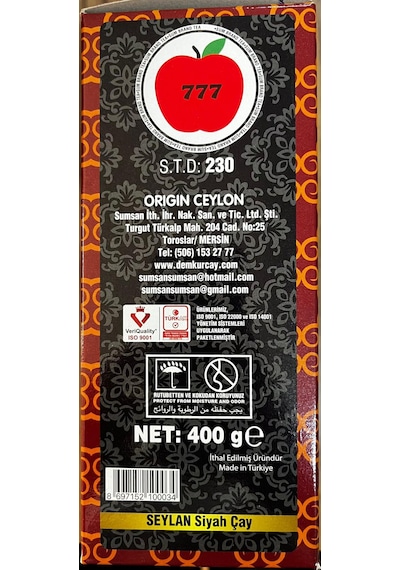 777 Siyah İthal Çay Kutu 400 G