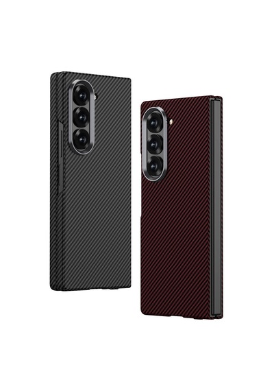 Galaxy Z Fold 6 Kılıf Kamera Korumalı Karbon Fiber Tasarımlı Arka Yüzey Subutu Kıpta Karbon Kılıf Koyu Yeşil