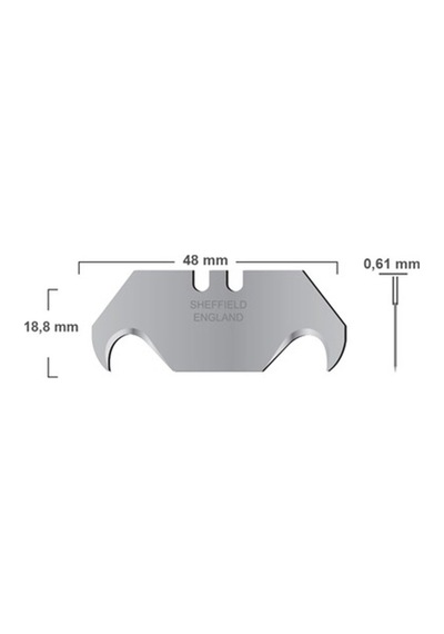 Kalite Kancalı Rötuş Bıçak Yedeği Kesme Boynuz Bıçak Halıcı Bıçağı 10'lu Paket 18.8x51.5x0,61mm
