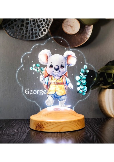 Sevimli Koala Tasarımlı İsimli Çocuk Odası Gece Lambası, Koala Bebek Doğum Günü Hediyesi Led Lamba