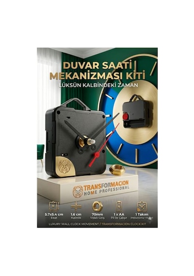 Sessiz Akar Saat Mekanizması Askılı Duvar Saati Motoru Akrep Yelkovan Seti 723157