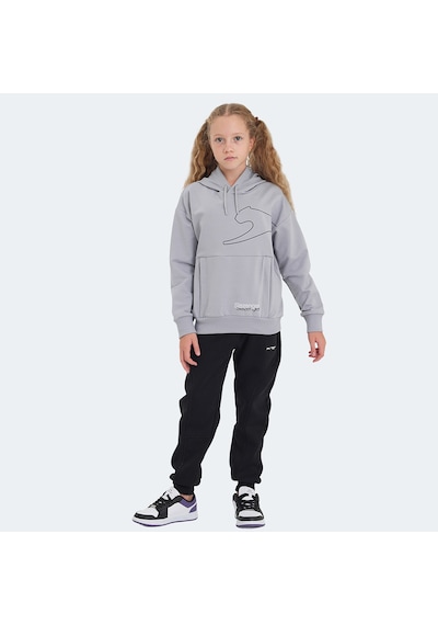 Slazenger LINK Çocuk Kapüşonlu Cepli Taş Gri Sweatshirt