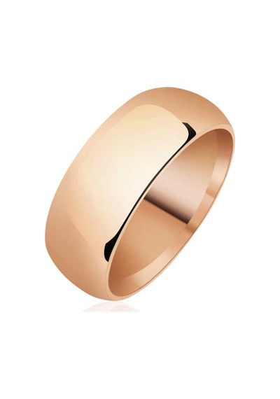 8 Mm Düz Bombeli Rose Gümüş Alyans - 555894987