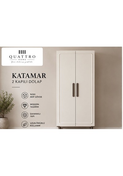 Katamar 2 Kapaklı Dolap Krem