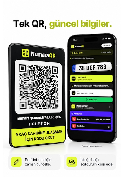 Numaraqr Qr Kodlu Araç Numaratörü Sticker Cam Içi Park Numarası