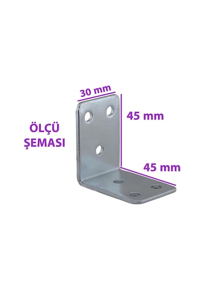 8 Adet Mobilya Eşya Dolap Duvar Sabitleyici Köşe Bağlantı L Demir Gönye Deprem Güvenliği 45x45x30mm