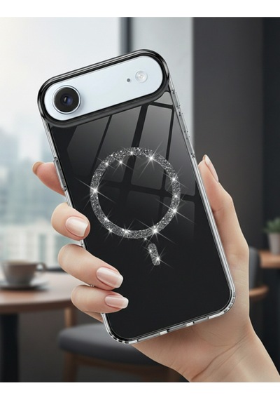 Apple Apple iPhone 17 Air İçin Uyumlu Magsafe Özellikli Işıltılı Tasarımlı Ekstra Darbe Korumalı Kapak