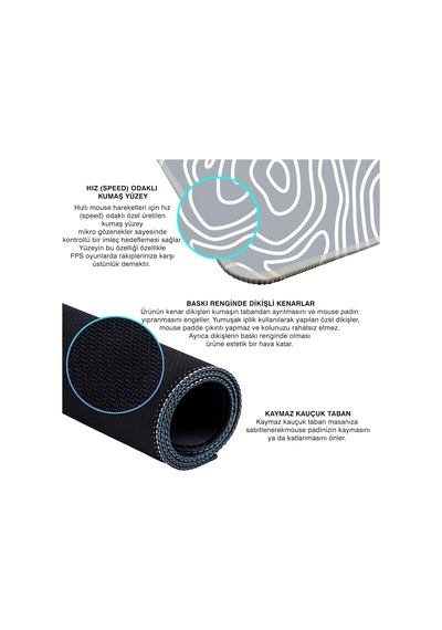 Gaming Mouse Pad 70x30, 90x40 Mouse Pad Xxl Büyük Oyuncu Mouse Pad Speed Mousepad Açık Gri, 70x30 Cm 3mm Kalınlı