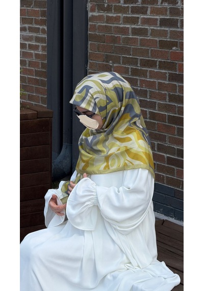 Qalortex Scarf Pamuklu Soft Mihrâ Desen Eşarp-olive