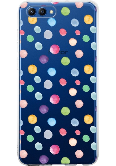 Huawei Honor View 10 İle Uyumlu 1mm Slim Fit Water Color 6 Baskılı Şeffaf Kılıf Şeffaf