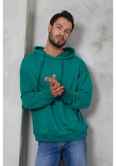 Twenty3 Erkek Oversize Kapüşonlu Kanguru Cepli Ribanalı Uzun Ko (556536066)
