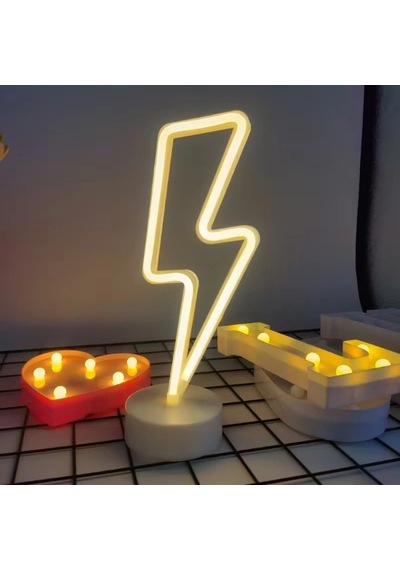 Şimşek Neon Led Lamba 10 Parça Siyah
