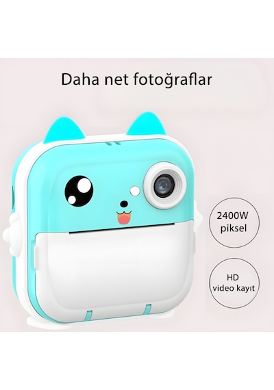 Cevval Q5 Termal Yazıcılı Anında Siyah Beyaz Baskılı Dijital Çocuk Fotoğraf Makinesi