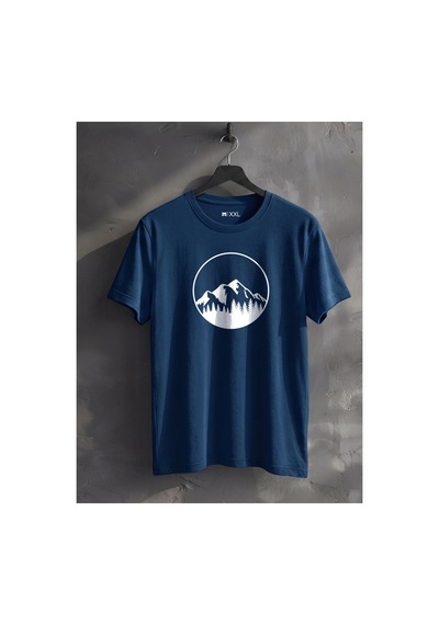 North Whiskers Doğa Ve Dağ Silüeti Baskılı %100 Pamuklu Unisex Tişört Lacivert - 874915167 Lacivert - 874915167 Lacivert