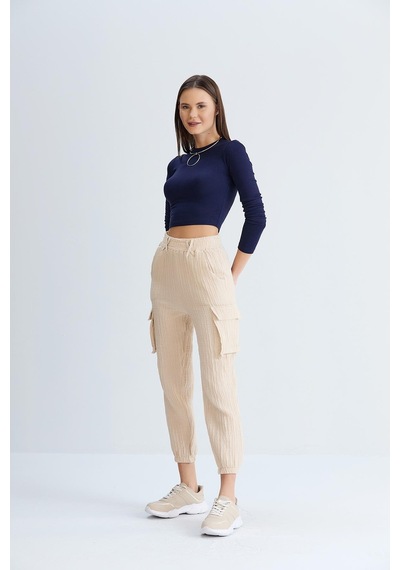 Sortie Collection Kargo Cepli Gofre Pantolon Taş-taş Taş