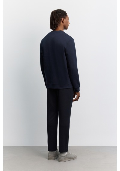 Avva Erkek Lacivert Bisiklet Yaka Kolay Ütülenen Baskılı Pamuklu Regular Fit Sweatshirt A62y1214
