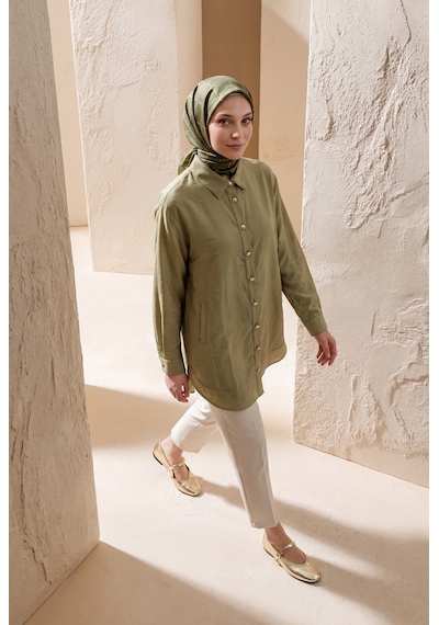 Armine Trend Gold Düğme Detaylı Klasik Yaka Uzun Tunik Rahat Kesim Şık Tesettür Tunik Modeli 89 Cm Boy Açık Haki 26yt471 Armine Trend Gold Düğme Detaylı Klasik Yaka Uzun Tunik Rahat Kesim Şık Tesettür Tunik Modeli 89 Cm Boy Açık Haki 26yt471