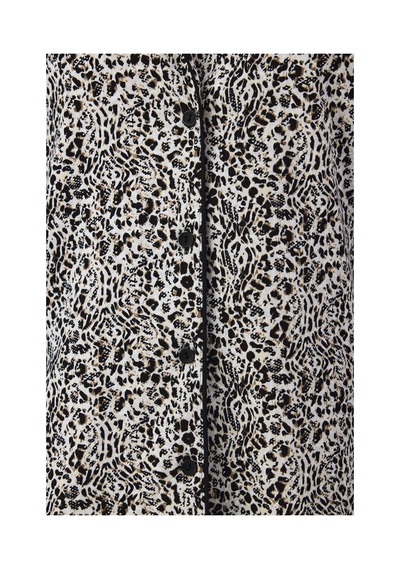 Penti Ekru Noir Garden Leopar Desenli Uzun Kollu Gömlek Pantolon Pijama Takımı Ecru