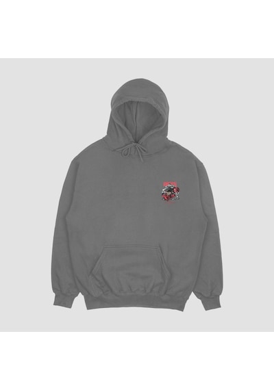 Unisex Gri Snakeman Baskılı Hoodie Oversize Kapşonlu Sweatshirt Gri