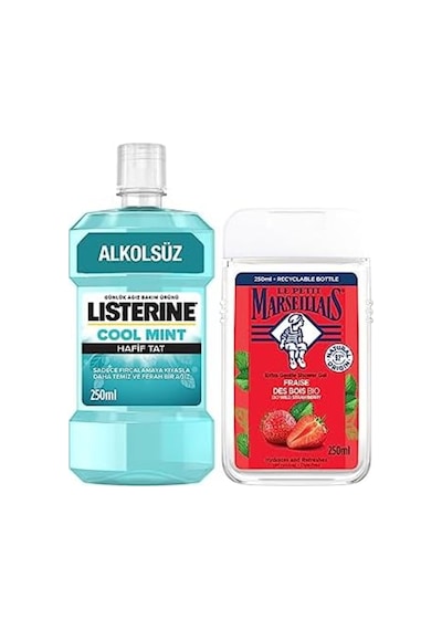 Yagmureticaret Sell Duş Jeli Akdeniz Çileği 250 Ml + Listerine Mint Ağız Bakım Suyu Hafif Tat 250 Ml
