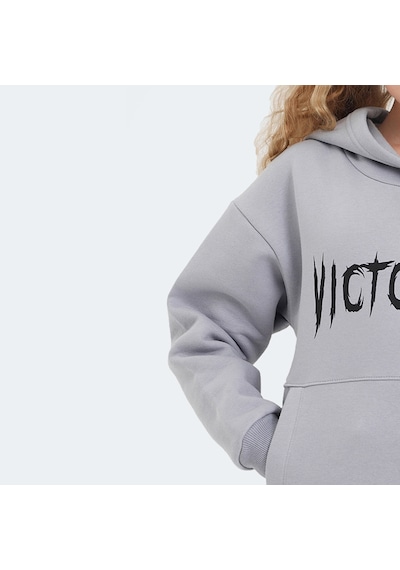Slazenger LEXUS Çocuk Kapüşonlu Cepli Taş Gri Sweatshirt