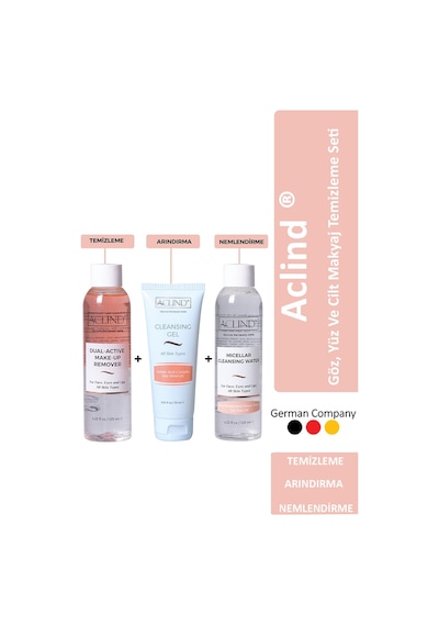 Aclind Cleansing Gel 75 ML + Dual-Active Make-Up Remover 125 ML + Micellar Cleansing Water 125 ML