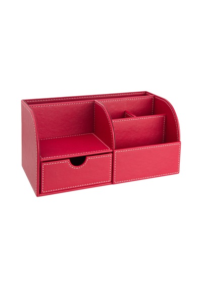 Masaüstü Düzenleyici,kalemlik,kumandalık,küpbloknotluk,tabletlik,kitaplık,6 Gözlü,çekmeceli,desktop Organizer,vegan,24,5 13 12 Kırmızı