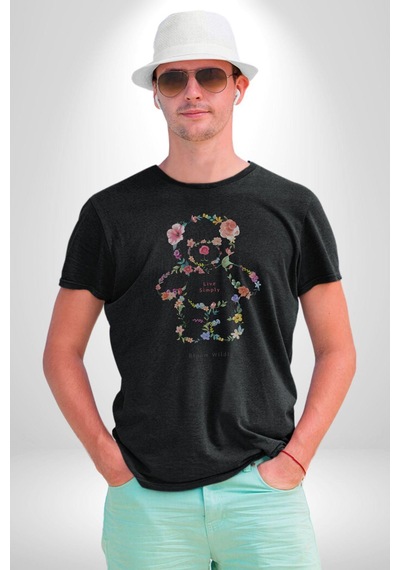 Sadece Yaşamak Unisex Unisex Siyah Organik Baskılı T-shirt Penye Yüksek Kalite Siyah