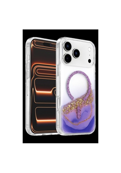 Onegif Apple Uyumlu iPhone 17 Pro Max Lotus Simli Magsafe Kapak - Mor