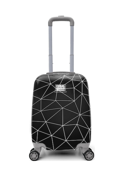 Coral High Renkli Desenli Mini Kabin Boy Valiz 40cm 16763 Siyah