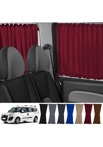 Pandami Fiat Doblo Iı Uzun Şase 2010-2023 Uyumlu Bordo Raylı Oto Perde Takımı