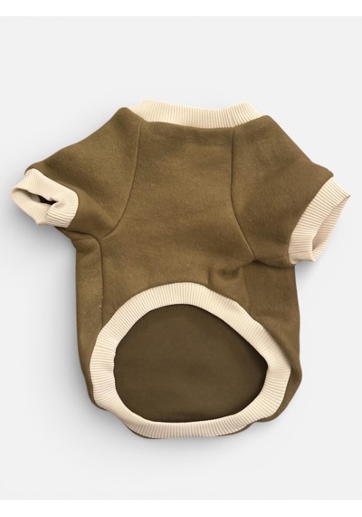 Minik Aslan Kedi Sweatshirt Haki Sıcak Tutan Yumuşak Kedi Kıyafeti