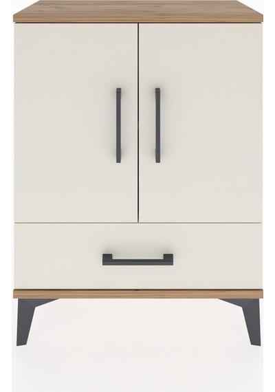 Arges Komodin 2 Raflı Tek Çekmeceli Tek Kapaklı 60x30x80 Çam-aytaşı Atlas Çam