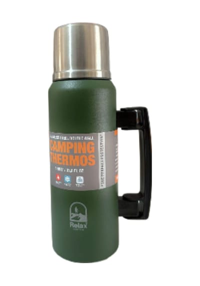1.0 Litre Kulplu Paslanmaz Çelik Avcı Termos Yeşil Yeşil