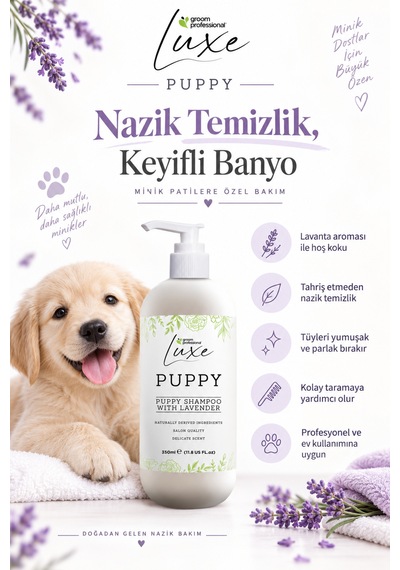 Groom Professional Luxe Lavanta Kokulu Yavru Köpek Şampuanı 350 Ml 1:30 Konsantre