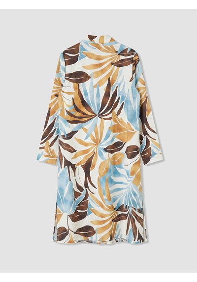 Lcw Modest Kahverengi Desenli Poplin Kadın Gömlek Tunik