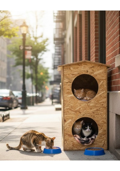 Reyo Kedi Evi Dış Ortam Uygun Ahşap Dublex Osb 66 x 39 x 32 CM CAT10