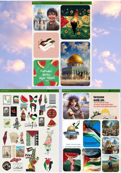 6'lı Filistin Temalı 12 17 Cm Sticker Seti Diğer