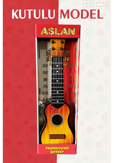 Kahverengi Oyuncak Ispanyol Gitar 6 Telli Akort Edilebilir 48 Cm