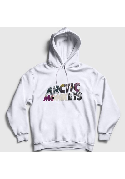 Presmono Unisex Mask Arctic Monkeys Kapüşonlu Sweatshirt Beyaz