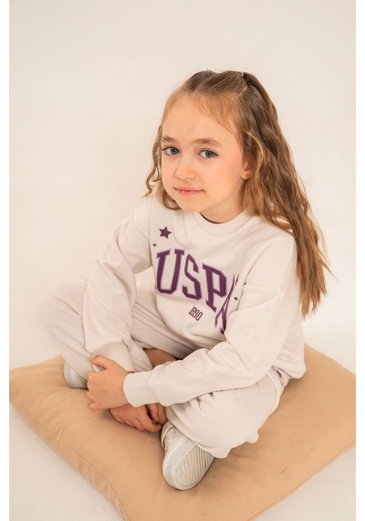 U.S. Polo Assn. Kız Çocuk Baskılı Beyaz Uzun Kol Eşofman Takımı Us2732-c-v1 Us2732-c-v1