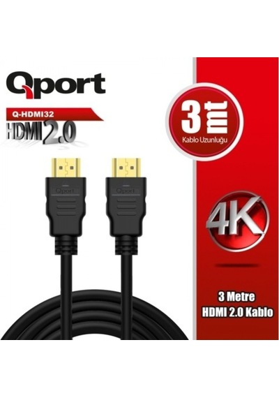 QPORT Q-HDMI32 HDMI KABLO 3MT Ver2.0 ALTIN U  LU 3D 4K
