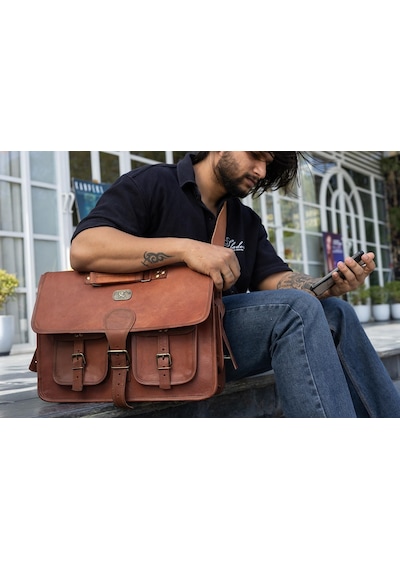 Cuero Vintage El Yapımı Deri Çapraz Askılı Çanta Dizüstü Bilgisayar Evrak Çantası Bilgisayar Çantası 18 İnç Kahverengi Cuero Vintage El Yapımı Deri Çapraz Askılı Çanta Dizüstü Bilgisayar Evrak Çantası Bilgisayar Çantası 18 İnç Kahverengi