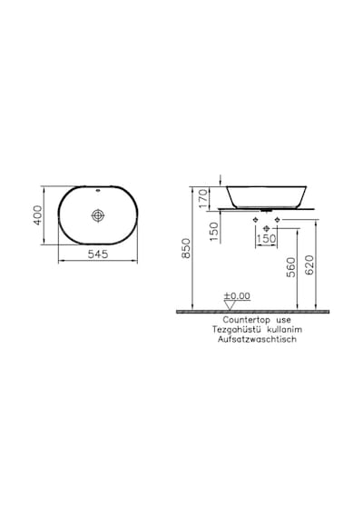 VitrA Geo 7427B003-0012 Çanak Lavabo Beyaz 55 CM