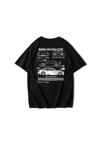 Brz Collection Unisex Oversize Bmw M3 E92 Gtr T-shirt-siyah Siyah