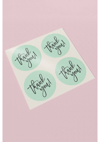 Mint Yeşili Thank You Kargo Paketleme Sticker 3x3cm St2114 Çok Renkli