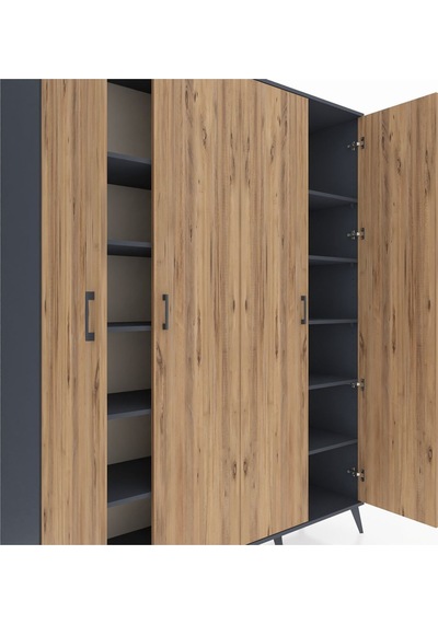 Hyperion Gardrop 10 Raflı 4 Kapaklı 176x44x221 Antrasit-çam/antrasit Çam/antrasit Hyperion Gardrop 10 Raflı 4 Kapaklı 176x44x221 Antrasit-çam/antrasit Çam/antrasit